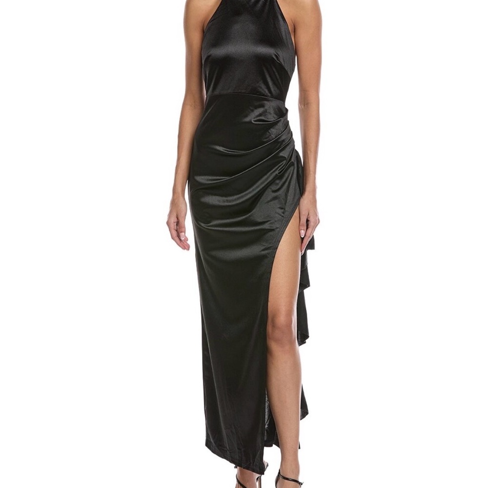 To My Lovers Black Halter High-Slit Maxi Dress